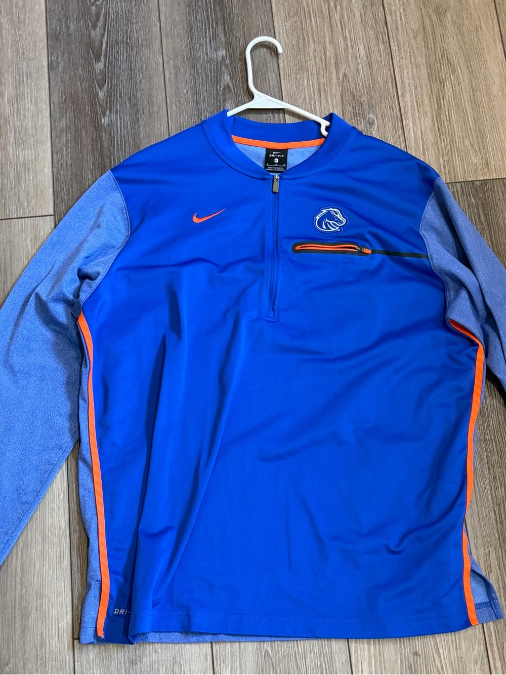 Nike Royal Blue and Orange Boise State Pullover Quarter-Zip